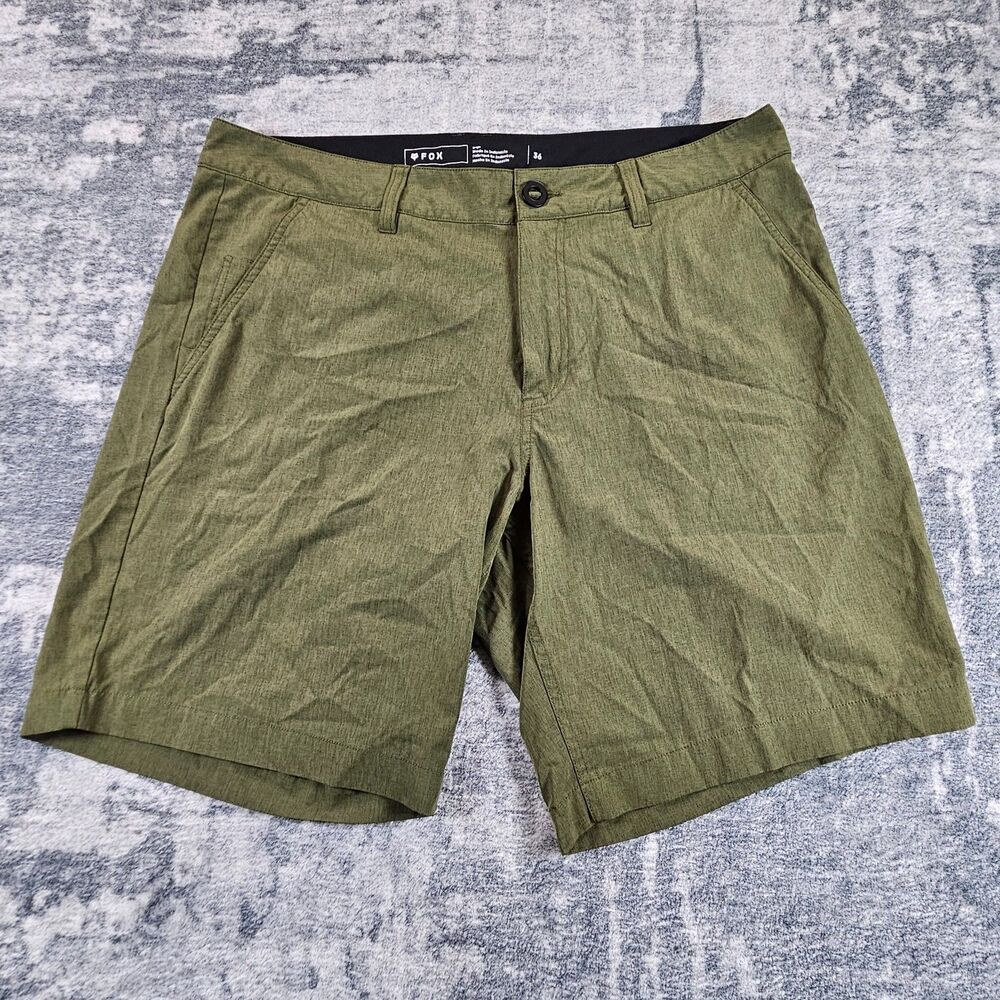 Fox Racing Shorts Mens 36 Green Essex Tech Hybrid Flat Front Golf Performance